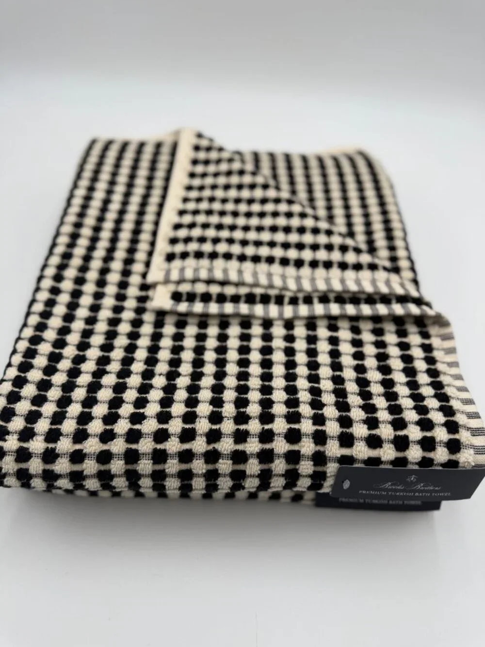 Brooks Brothers 6 Pc Premium Turkish Bath Hand Tip Towel Set Black Ivory NWT